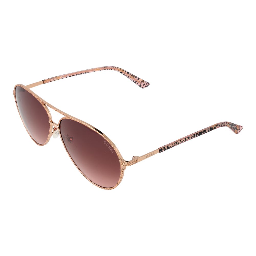 GUESS Rose Gold Women Sunglasses – Aviator Style with Burgundy Mirrored Lenses