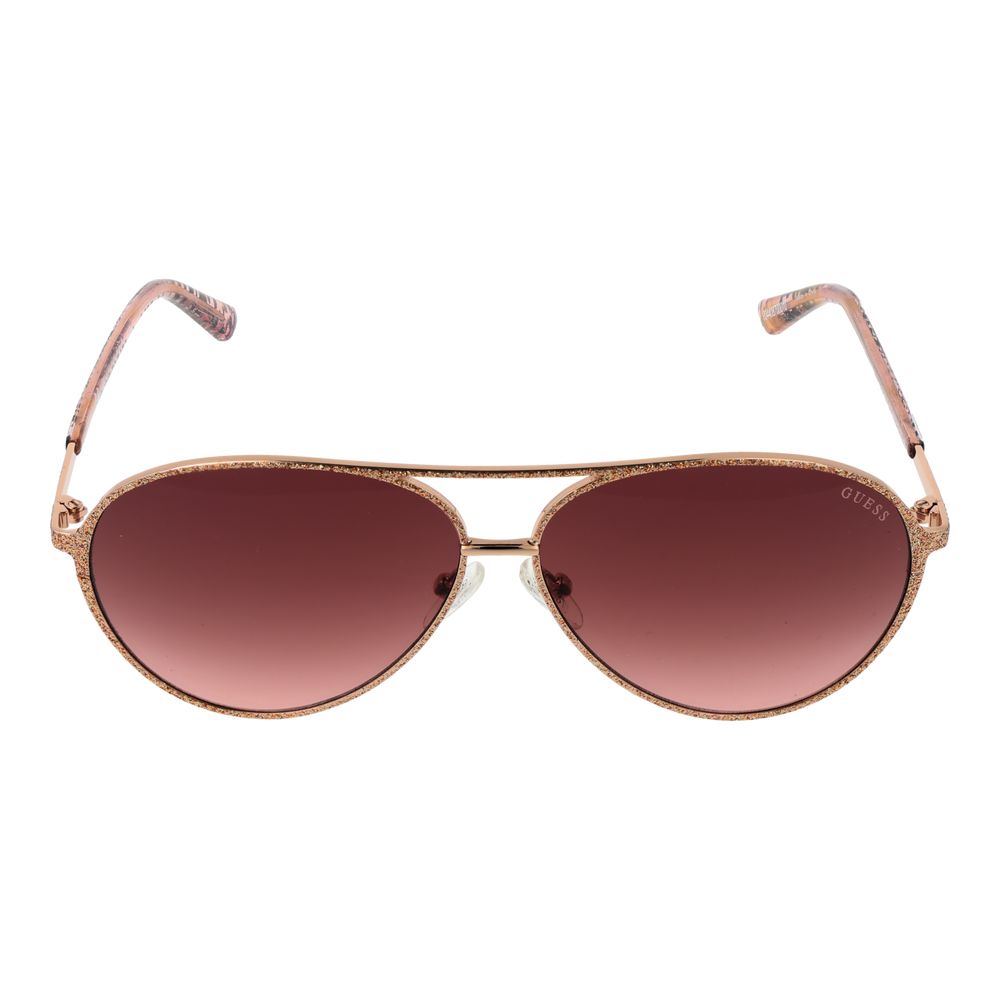 GUESS Rose Gold Women Sunglasses – Aviator Style with Burgundy Mirrored Lenses