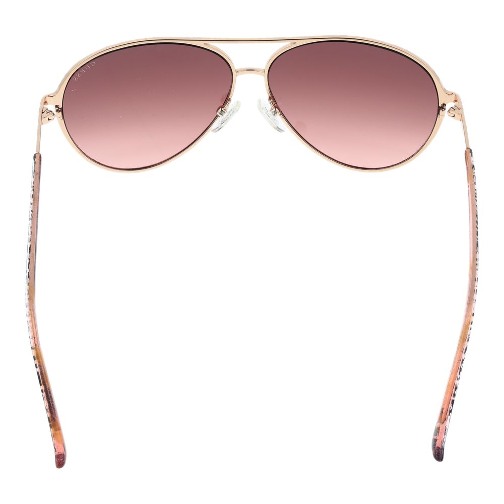 GUESS Rose Gold Women Sunglasses – Aviator Style with Burgundy Mirrored Lenses