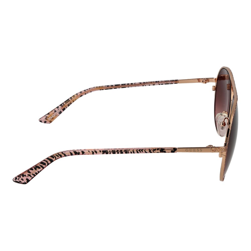 GUESS Rose Gold Women Sunglasses – Aviator Style with Burgundy Mirrored Lenses