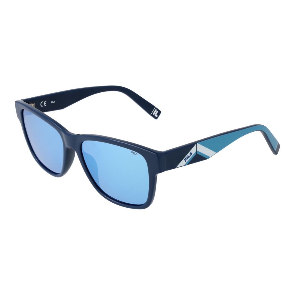 Fila Men's Sunglasses – Square Blue Frame with Grey Mirrored Lenses, 55mm
