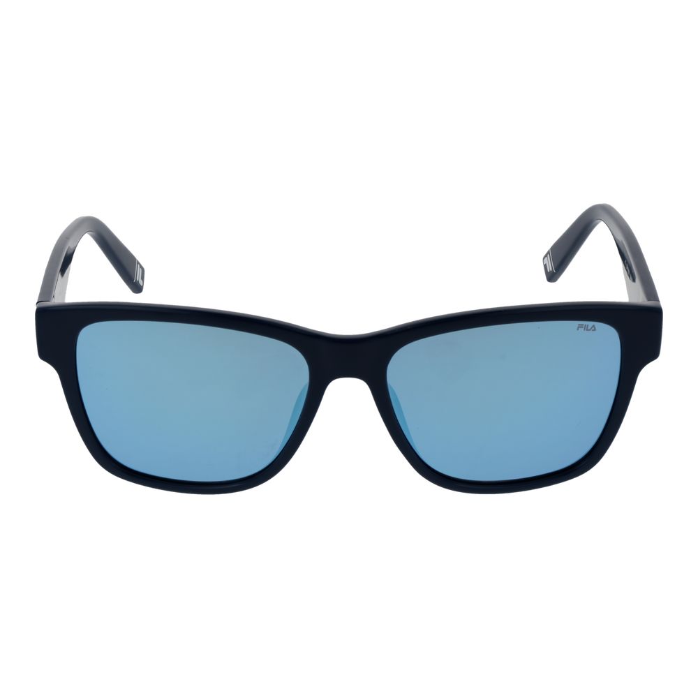 Fila Men's Sunglasses – Square Blue Frame with Grey Mirrored Lenses, 55mm