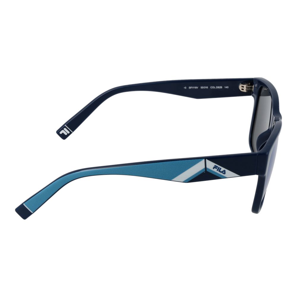 Fila Men's Sunglasses – Square Blue Frame with Grey Mirrored Lenses, 55mm