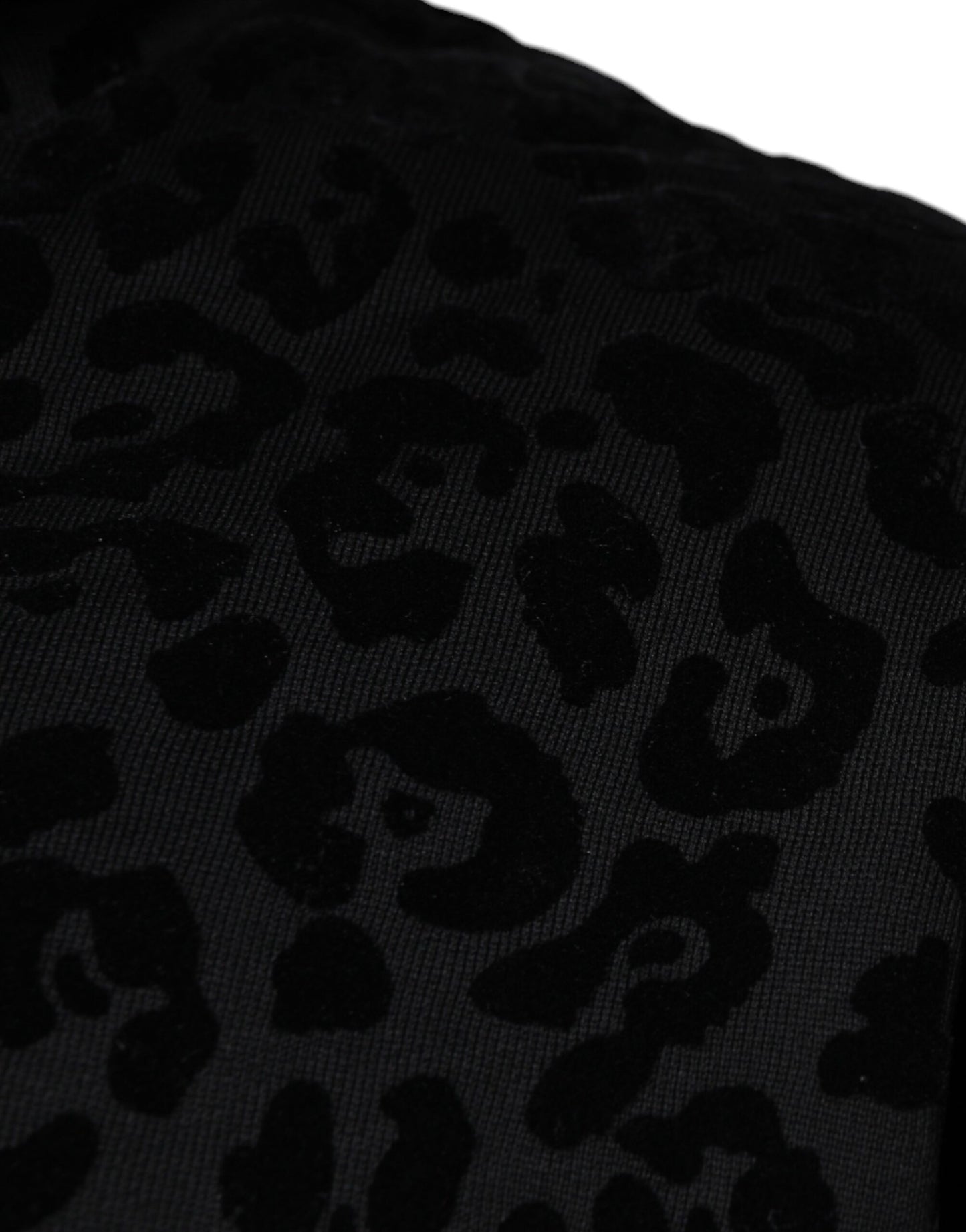 - Black Leopard Cotton Hooded Full Zip Sweater