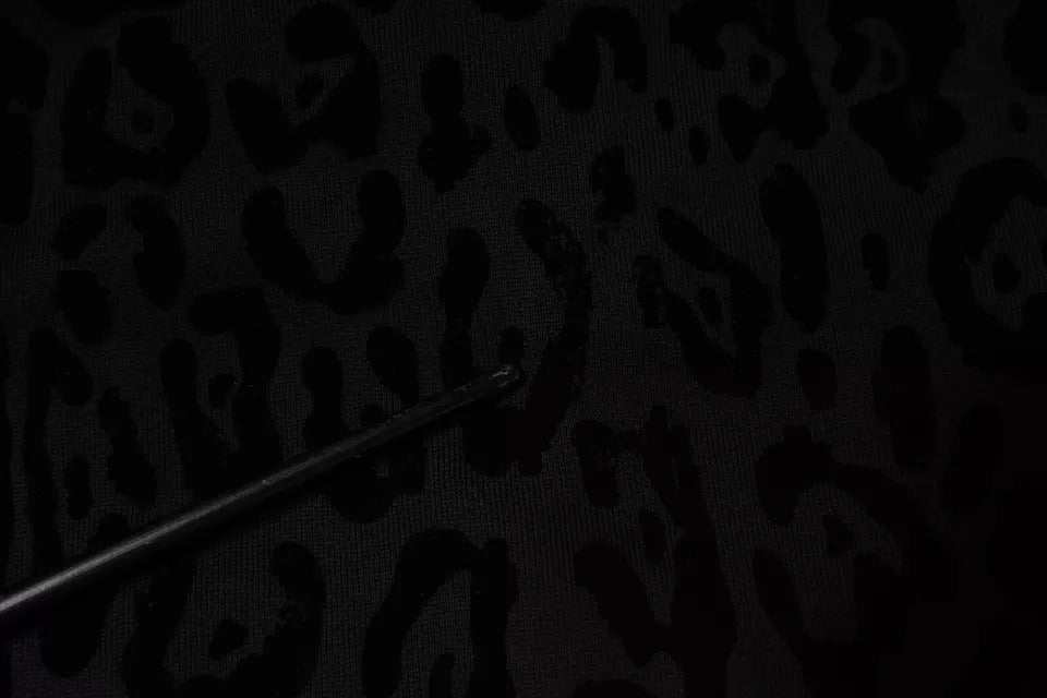 - Black Leopard Cotton Hooded Full Zip Sweater