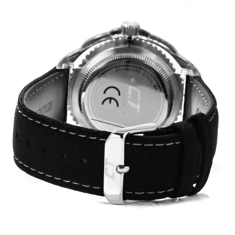 Chronotech Men's Watch, Bold Black Dial, Black Leather Strap