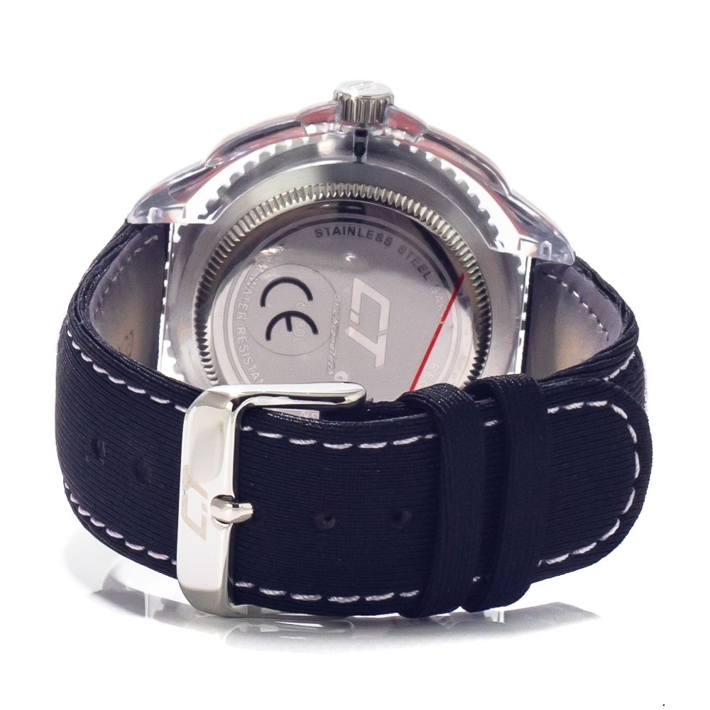 Chronotech Watch, Pink Dial, Black Leather Strap