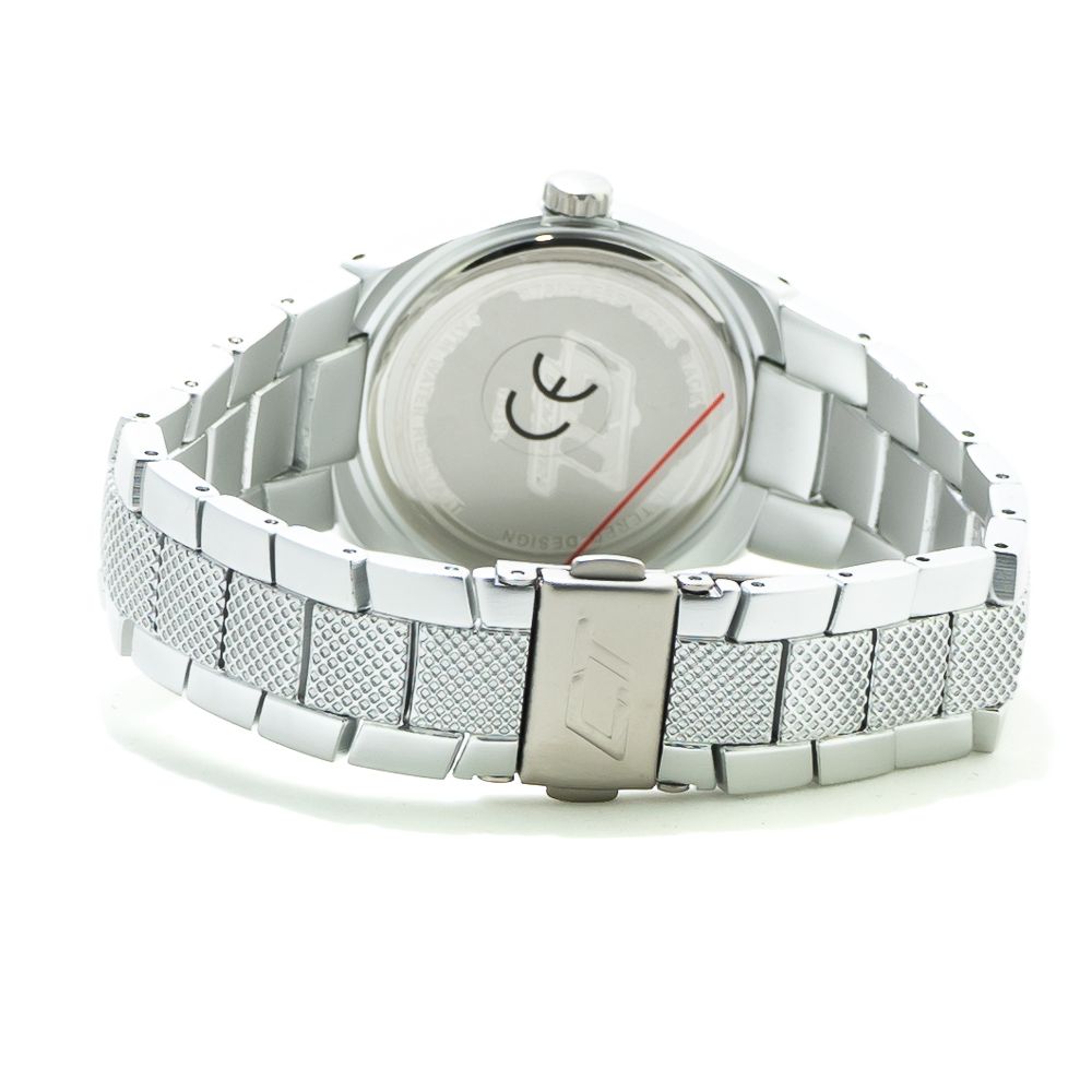 Chronotech Women's Watch, Striking Red Dial, Silver Steel Bracelet
