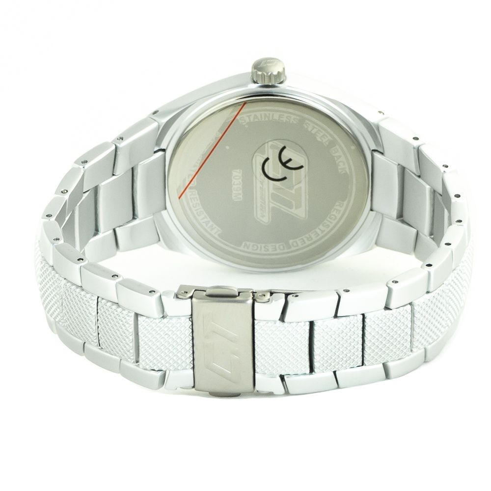 Chronotech Watch, Elegant White Dial, Silver Polycarbonate Strap