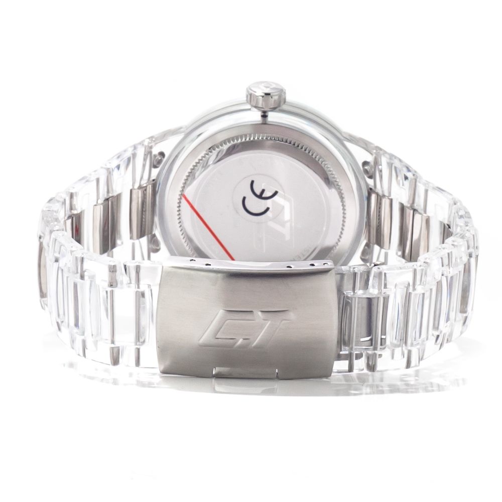 Chronotech Watch, Transparent Polycarbonate Case, Silver Dial
