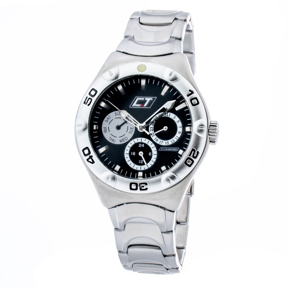 Chronotech Watch, Angular Design, Grey Steel Bracelet