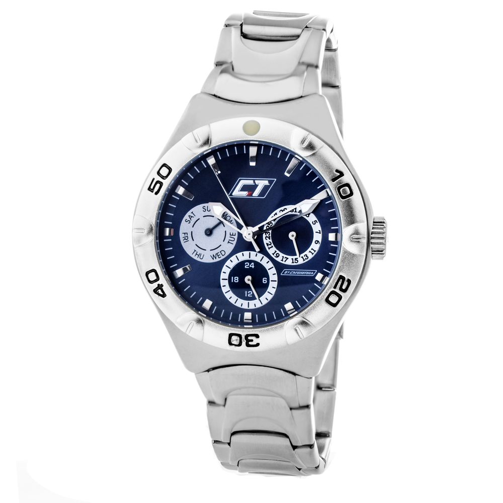 Chronotech Watch, Striking Blue Dial, Silver Steel Bracelet