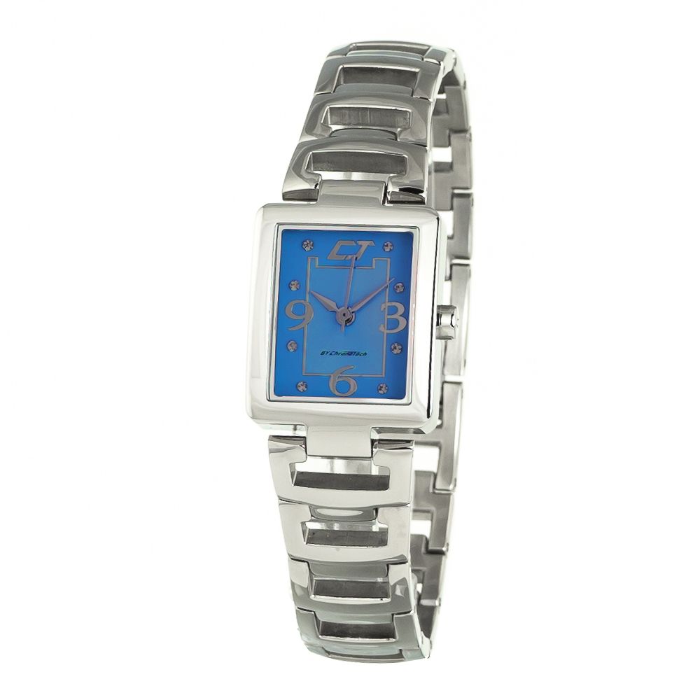 Chronotech Watch, Eye-Catching Blue Dial, Silver Steel Bracelet