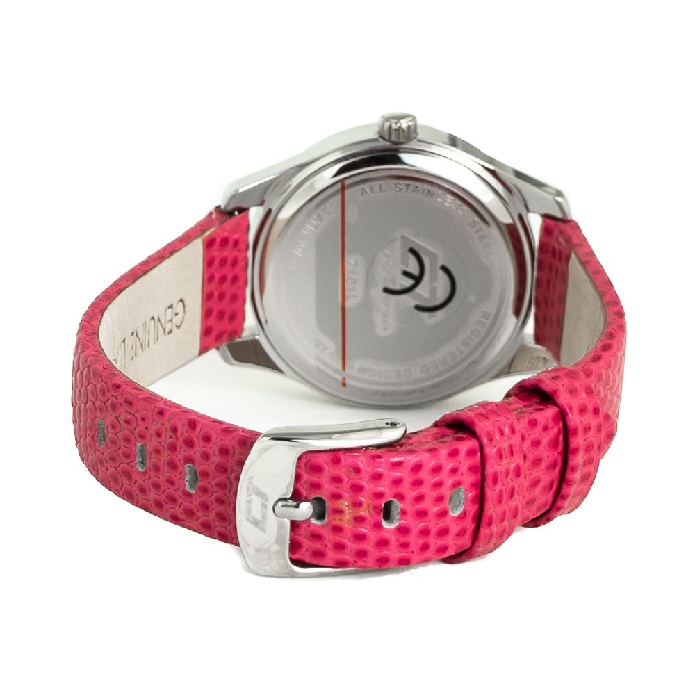 Chronotech Women’s Watch, Bold Pink Dial, Multicolor Leather Strap