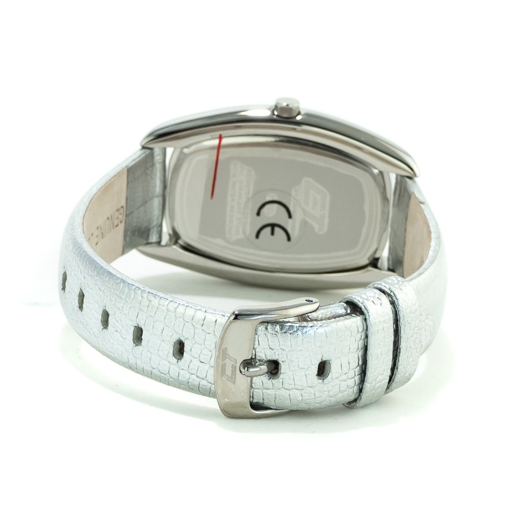 Chronotech Women's Watch, Elegant Quartz Design, Silver Leather Strap