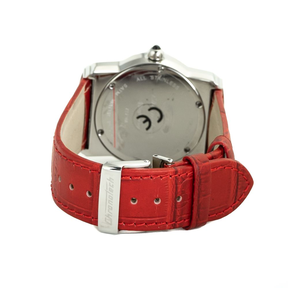 Chronotech Watch, Red Dial, Red Leather Strap