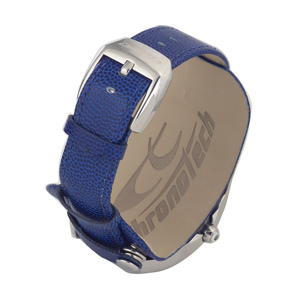 Chronotech Watch, Bold Blue Dial, Leather Strap