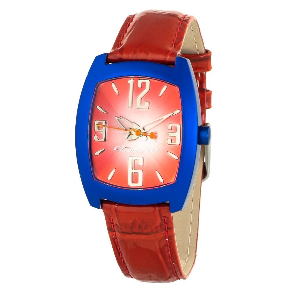 Chronotech Watch, Red Dial, Red Leather Strap