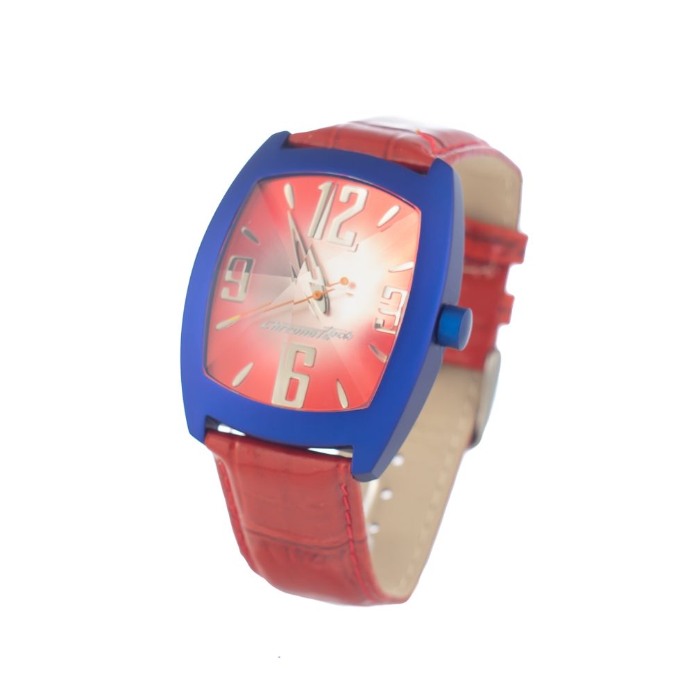Chronotech Women’s Watch, Vibrant Red Dial, Red Leather Strap