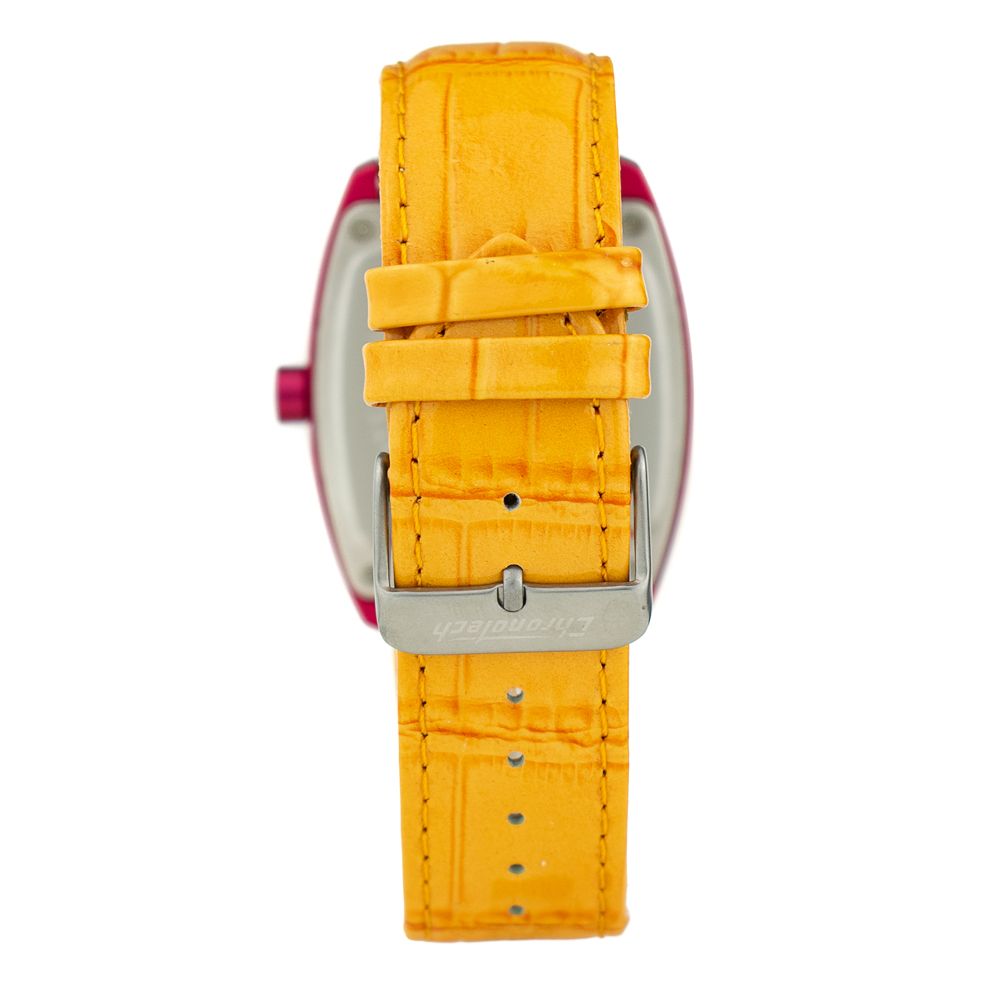 Chronotech Watch, Bold Orange Dial, Leather Strap