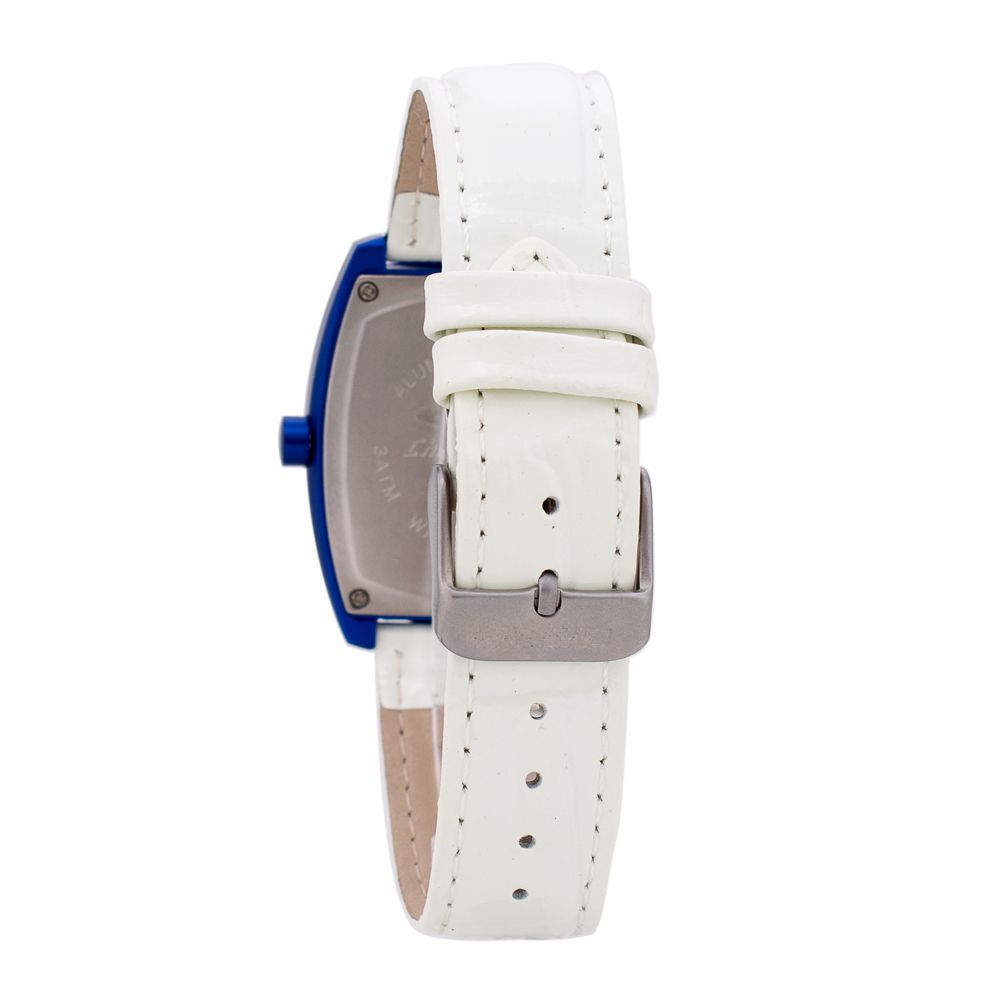 Chronotech Women's Watch, Stylish Blue Case, White Leather Strap