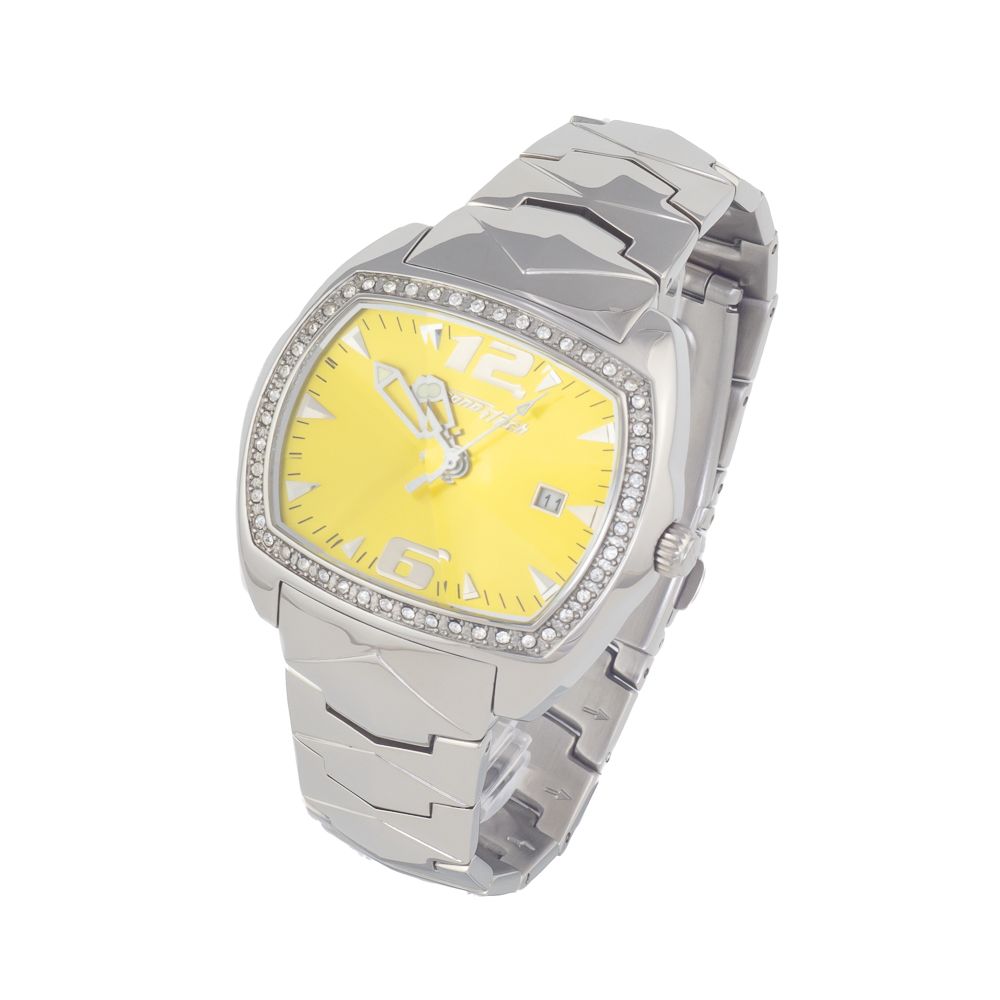 Chronotech Watch, Bold Yellow Dial, Silver Steel Bracelet