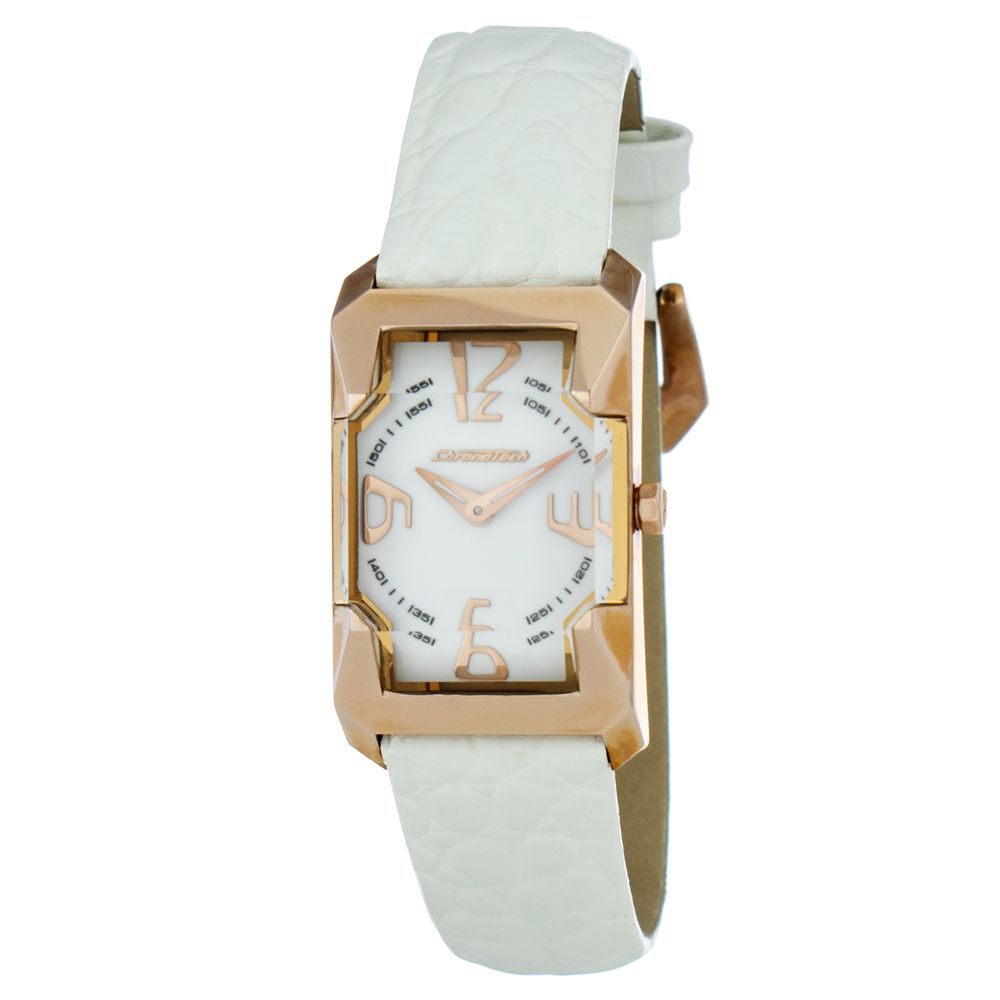 Chronotech Women's Watch, Chronograph Dial, White Leather Strap