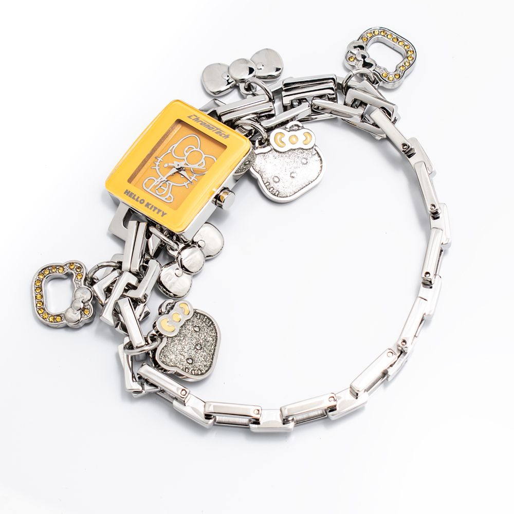 Chronotech Watch, Orange Dial, Silver Steel Bracelet