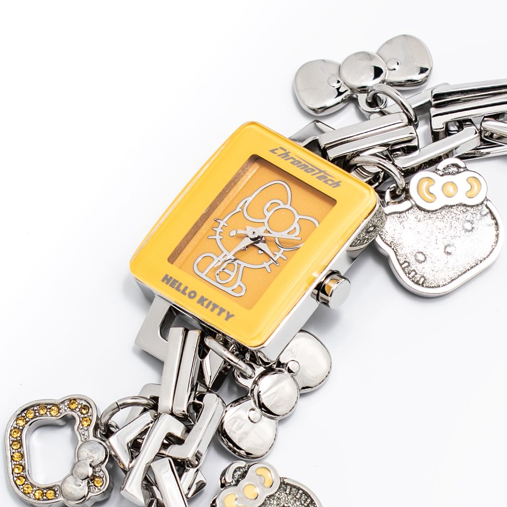 Chronotech Watch, Orange Dial, Silver Steel Bracelet