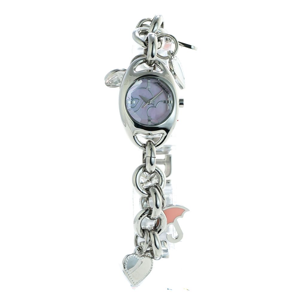 Chronotech Watch, Purple Dial, Silver Steel Bracelet