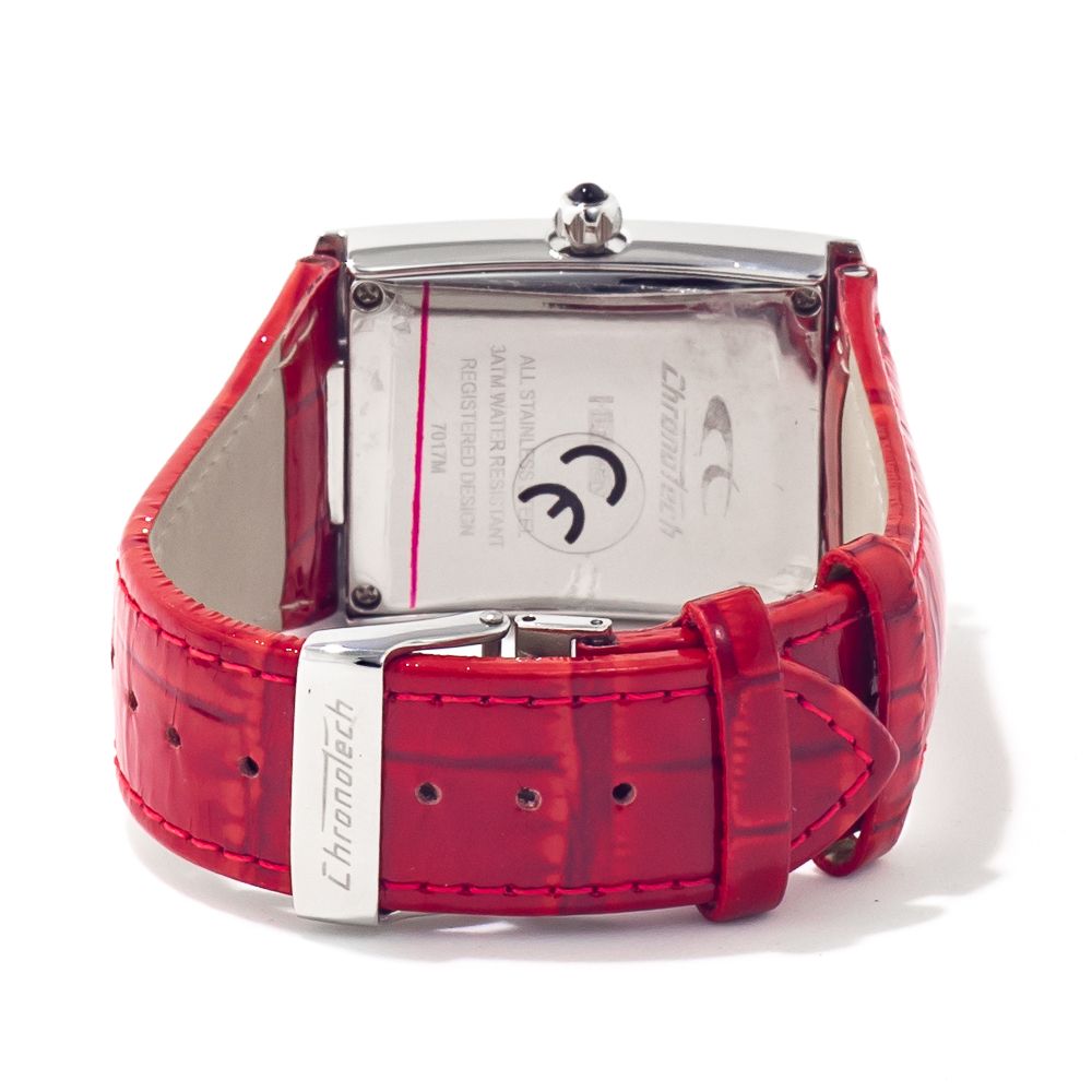 Chronotech Women's Watch, Bold Red Dial, Red Leather Strap