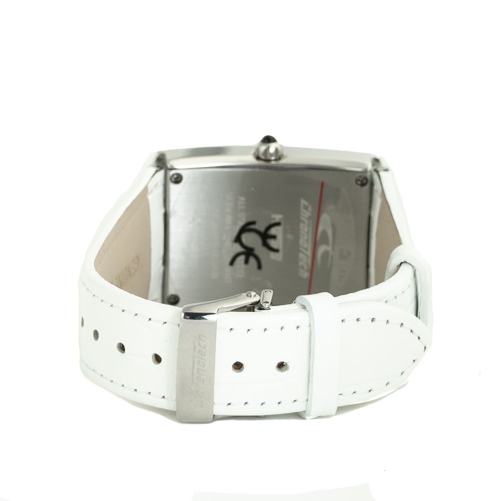 Chronotech Women's Watch, Elegant White Dial, White Leather Strap