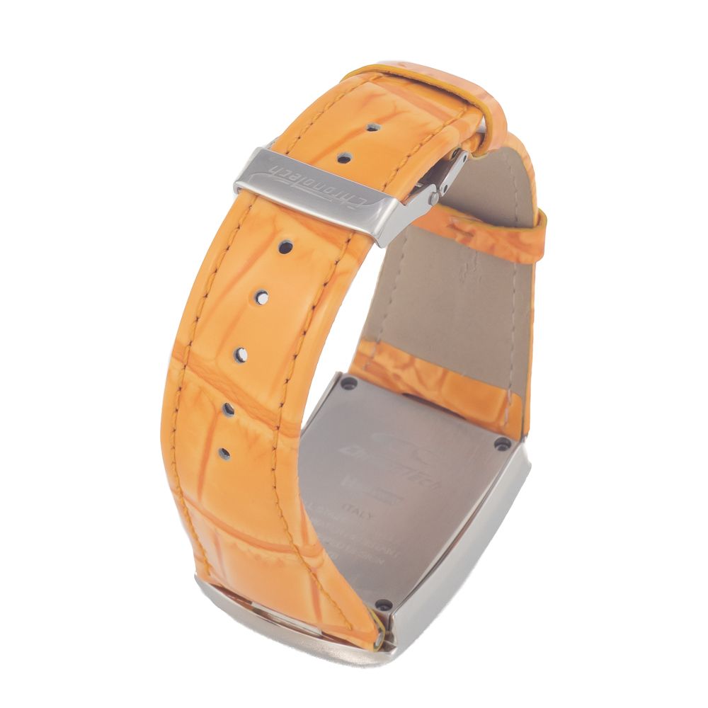Chronotech Watch, Stunning Orange Dial, Leather Strap