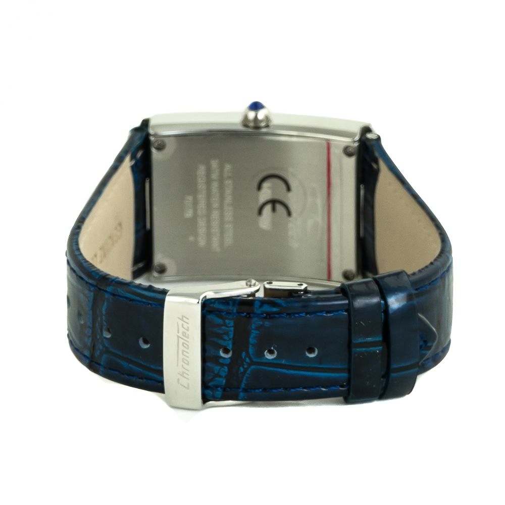 Chronotech Watch, Bold Blue Dial, Blue Leather Strap