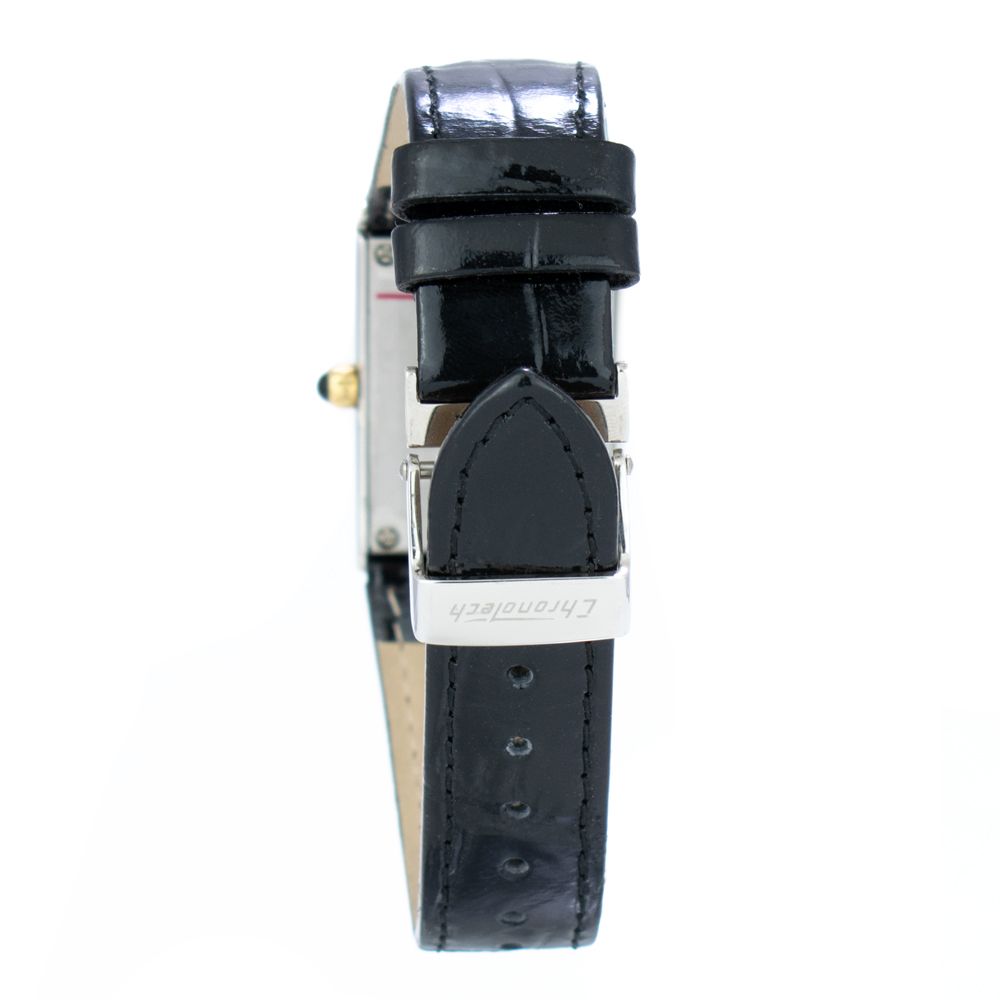 Chronotech Women's Watch, Pearl Dial, Black Leather Strap