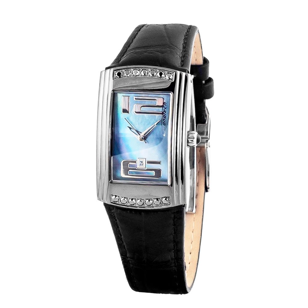 Chronotech Men’s Watch, Bold Blue Dial, Black Leather Strap