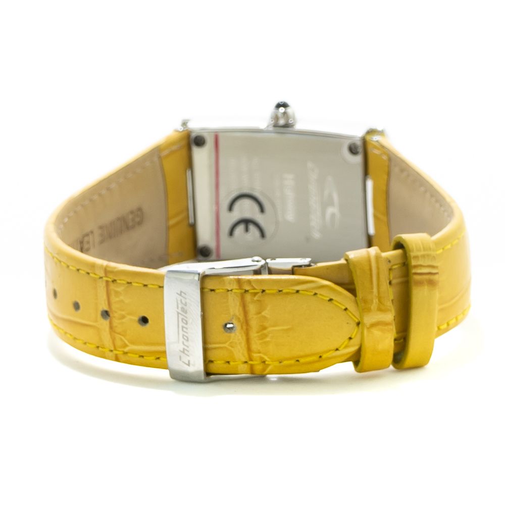 Chronotech Women's Watch, Nacre Dial, Yellow Leather Strap