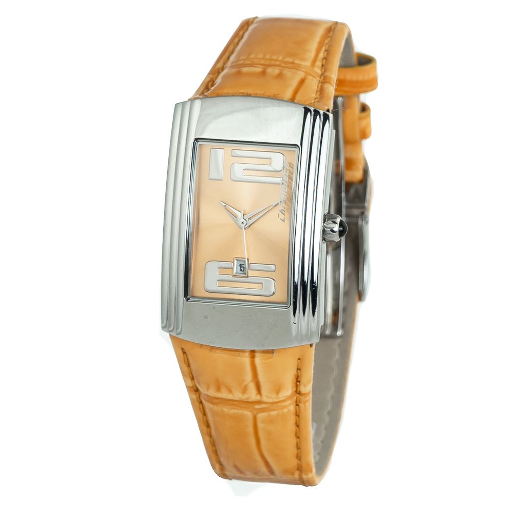 Chronotech Watch, Vibrant Orange Dial, Orange Leather Strap