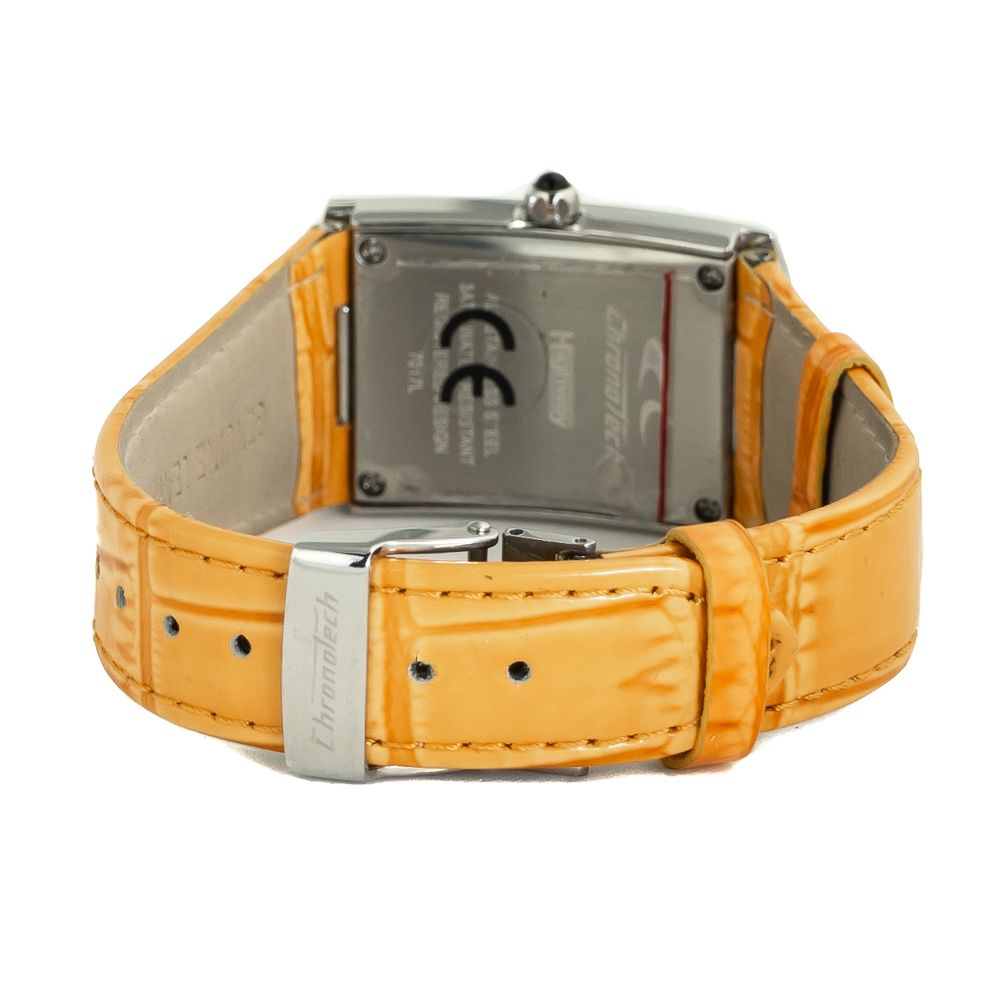 Chronotech Watch, Vibrant Orange Dial, Orange Leather Strap