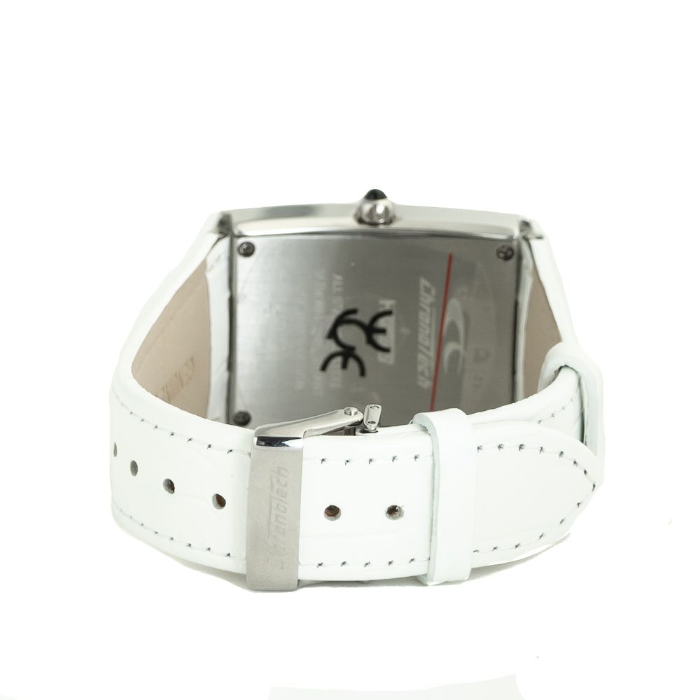 Chronotech Women's Watch, Bold Design, White Leather Strap