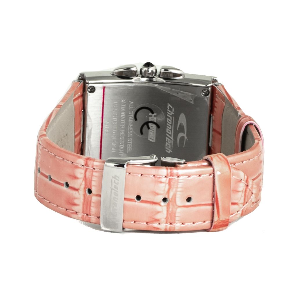 Chronotech Women’s Watch, Eye-Catching Pink Dial, Multicolour Leather Strap