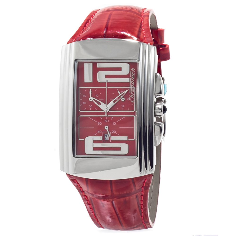 Chronotech Watch, Red Dial, Red Leather Strap