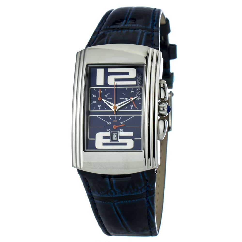 Chronotech Watch, Striking Blue Dial, Blue Leather Strap