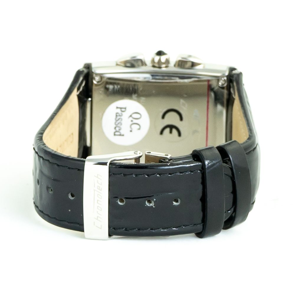Chronotech Watch, Sleek Analog Dial, Black Leather Strap