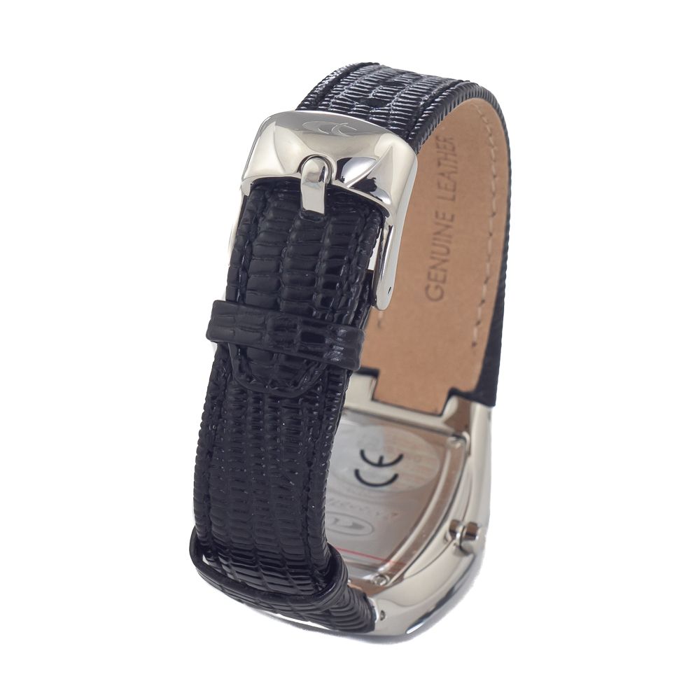 Chronotech Watch, Bold Black Dial, Black Leather Strap