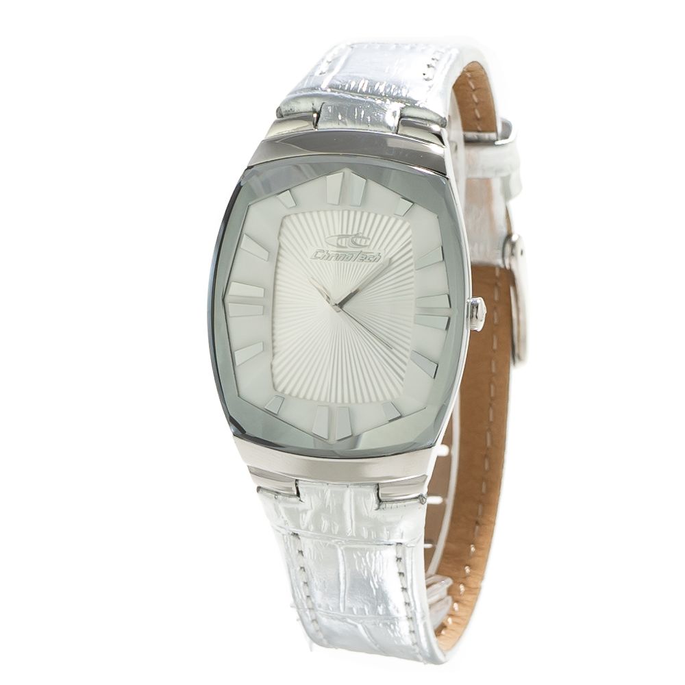 Chronotech Women's Watch, Elegant Design, Silver Leather Strap