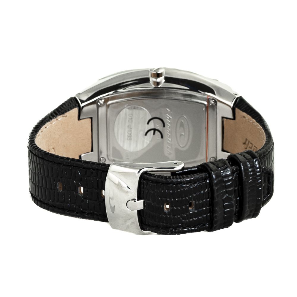 Chronotech Watch, Bold Black Dial, Black Leather Strap