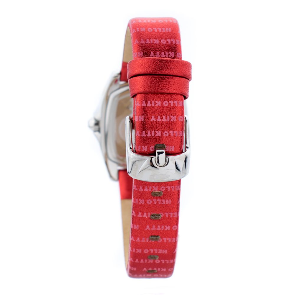 Chronotech Women’s Watch, Bold Red Dial, Red Leather Strap