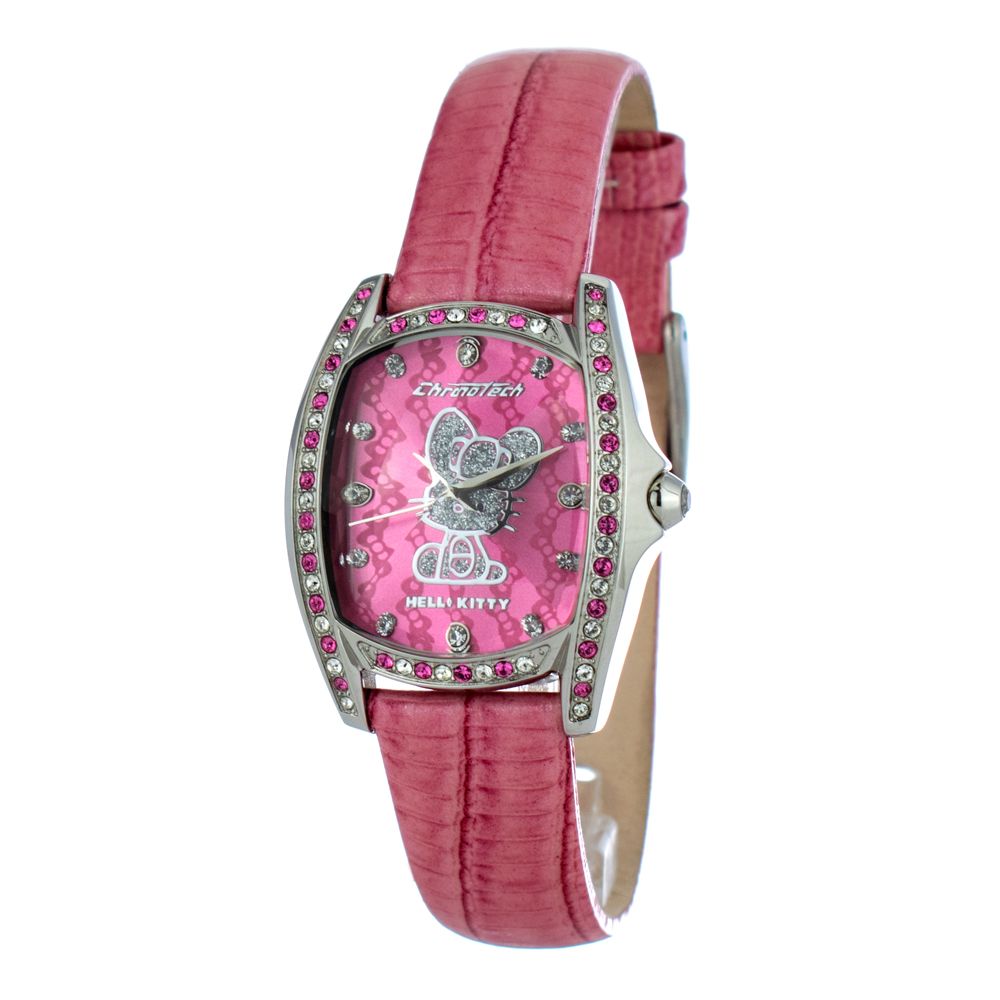 Chronotech Women's Watch, Bold Pink Dial, Pink Leather Strap