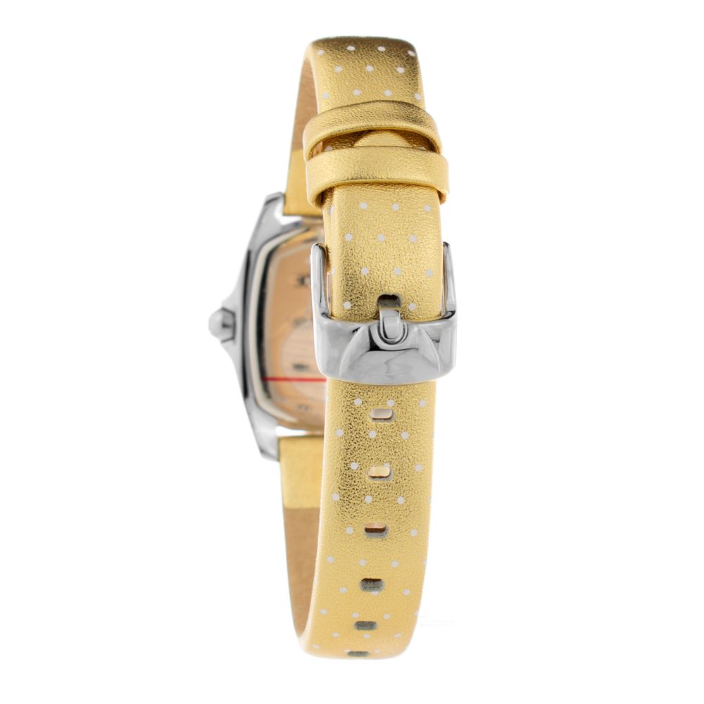 Chronotech Women's Watch, Elegant Golden Dial, Gold Leather Strap